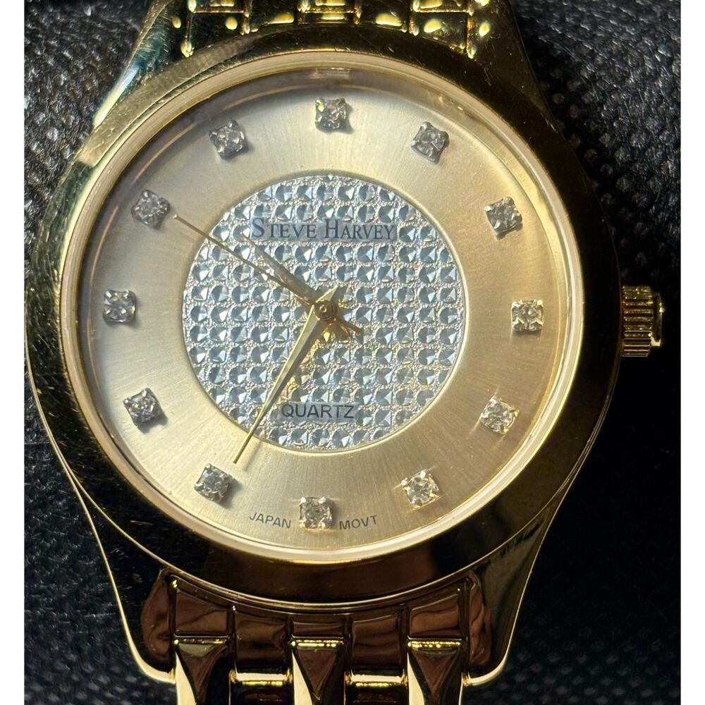 Rare Collector's Item – Steve Harvey Quartz Watch (Gold-Tone, Textured Dial)